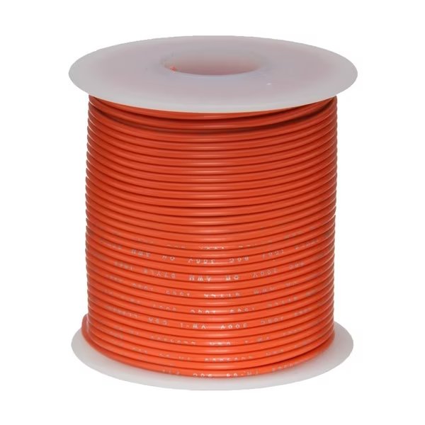 20 AWG Gauge Solid Hook Up Wire, 100 ft Length, Orange, 0.0320